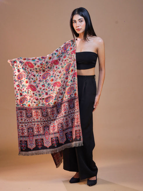 Women's Printed Aari Jamawar Wool Stole